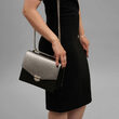 Geanta de piele cu doua compartimente si bareta lant JULLY Silver