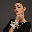 Accesoriu FLOARE DE VANILIE ALBA din piele 