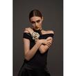Accesoriu floare de TRANDAFIR AURIU Vintage din piele