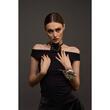Accesoriu floare TRANDAFIR NEGRU din piele 