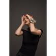 Accesoriu floare de TRANDAFIR AURIU Vintage din piele