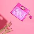 Accesoriu floare de BUJOR ROZ din piele cu cristal