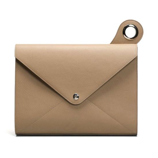 Geanta-plic de piele pentru laptop si documente A4, DOT Beige