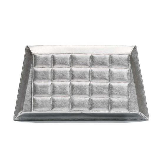 Geanta-plic de piele cu aspect matlasat CIOCO Silver