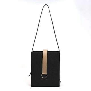 Geanta structurata de piele cu design minimalist AMANDA Black