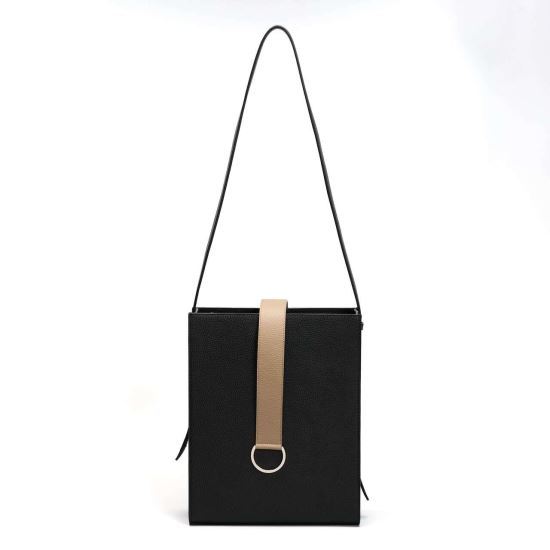 Geanta structurata de piele cu design minimalist AMANDA Black