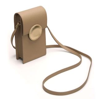 Geanta mini crossbody de piele cu bareta, Mini DOT Beige
