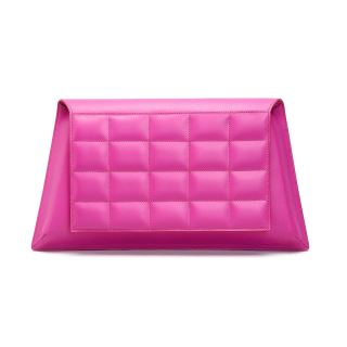 Geanta-plic de piele cu aspect matlasat CIOCO Pink
