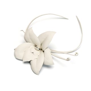 Accesoriu FLOARE DE VANILIE ALBA din piele 