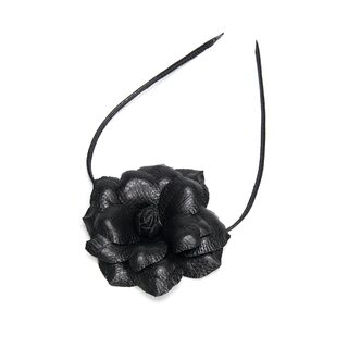Accesoriu floare TRANDAFIR NEGRU din piele 