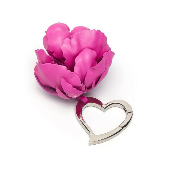 Accesoriu floare de BUJOR ROZ din piele cu cristal